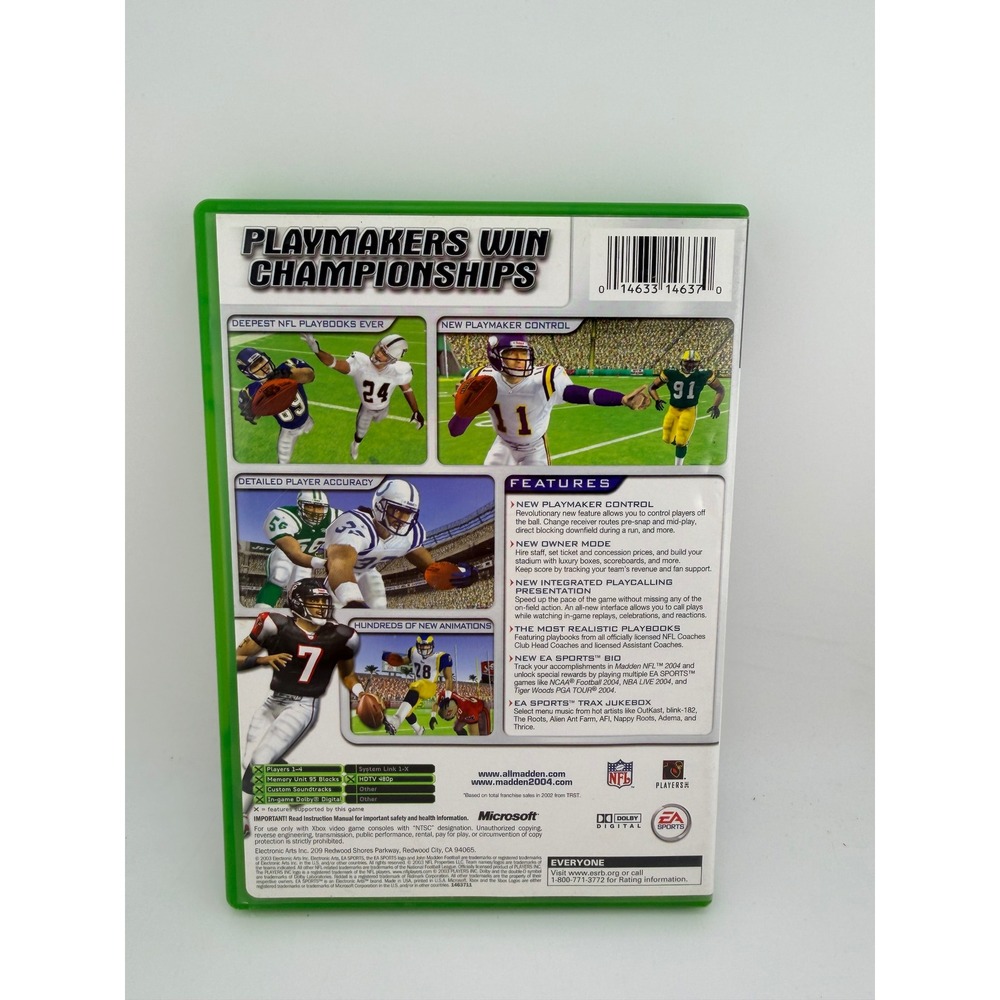 Madden NFL 2004 Microsoft Xbox Original EA Sports Michael Vick CIB Case Manual - Picture 3 of 6